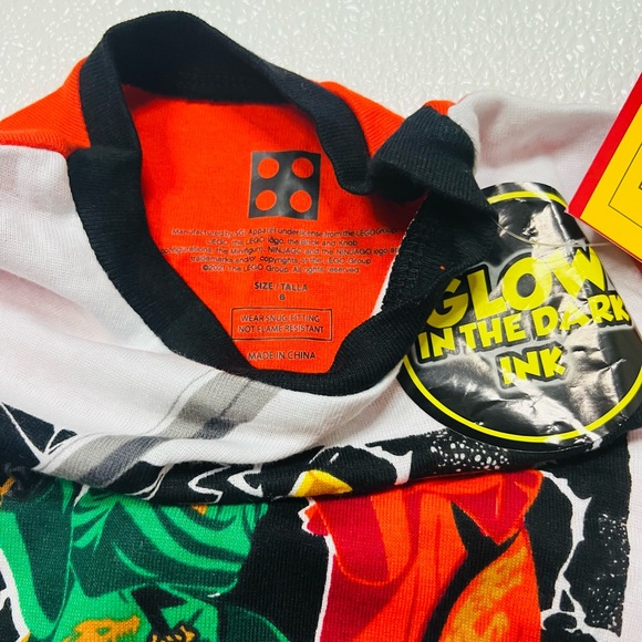 LEGO Ninjago Boys 2 Piece Cotton Pajamas with Slippers Size 6 NWT - Picture 5 of 8